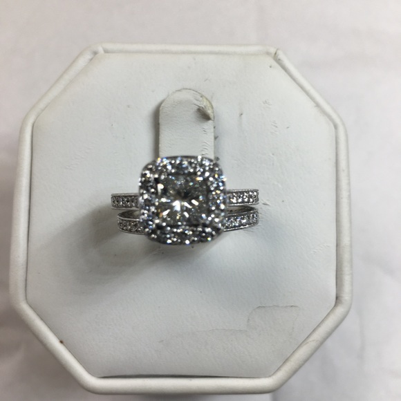 14K white gold diamonds bridal set - Picture 3 of 8